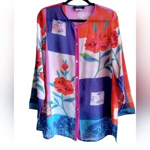 Nira Nira NY Vibrant Floral Print Top